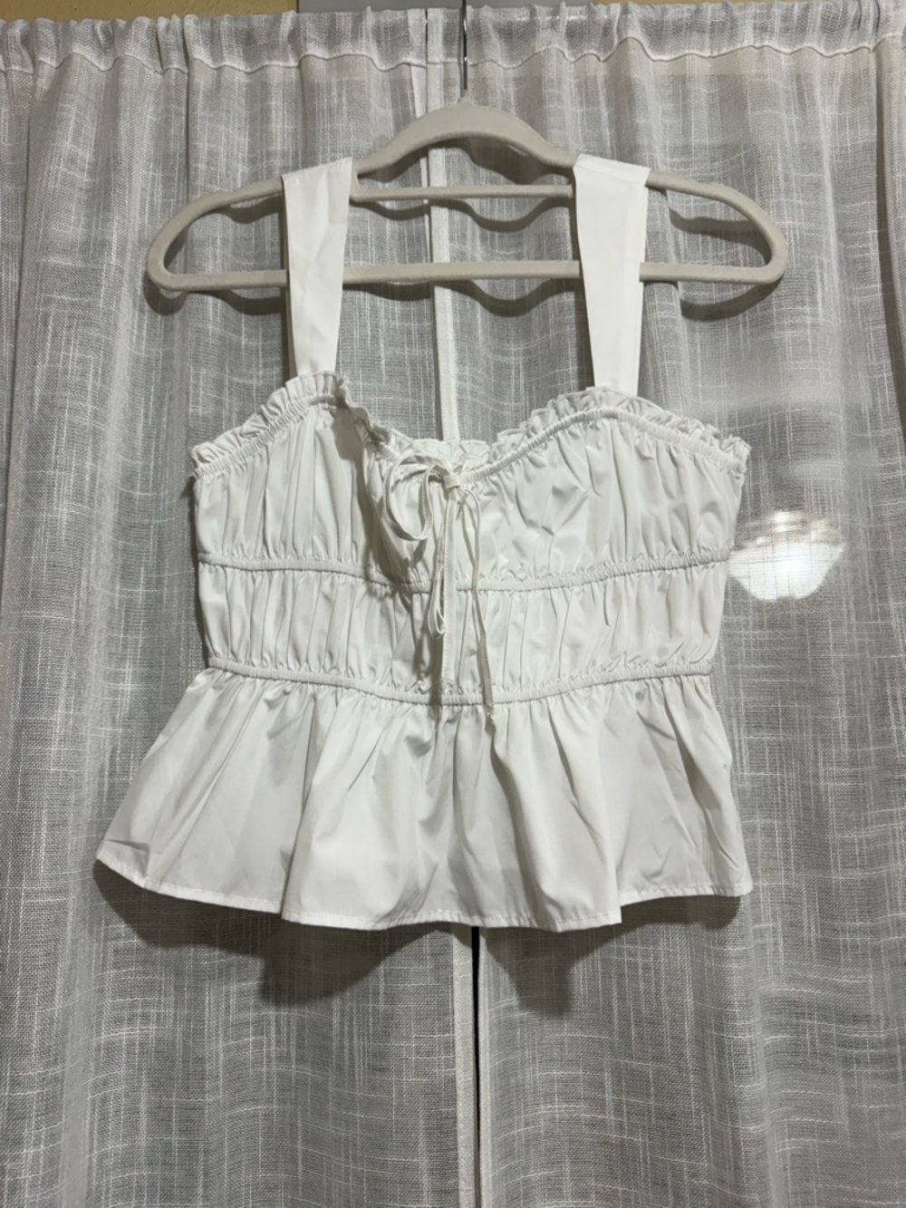 Boutique White Ruched Tank Top